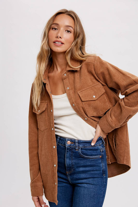 Corduroy Shacket - Camel