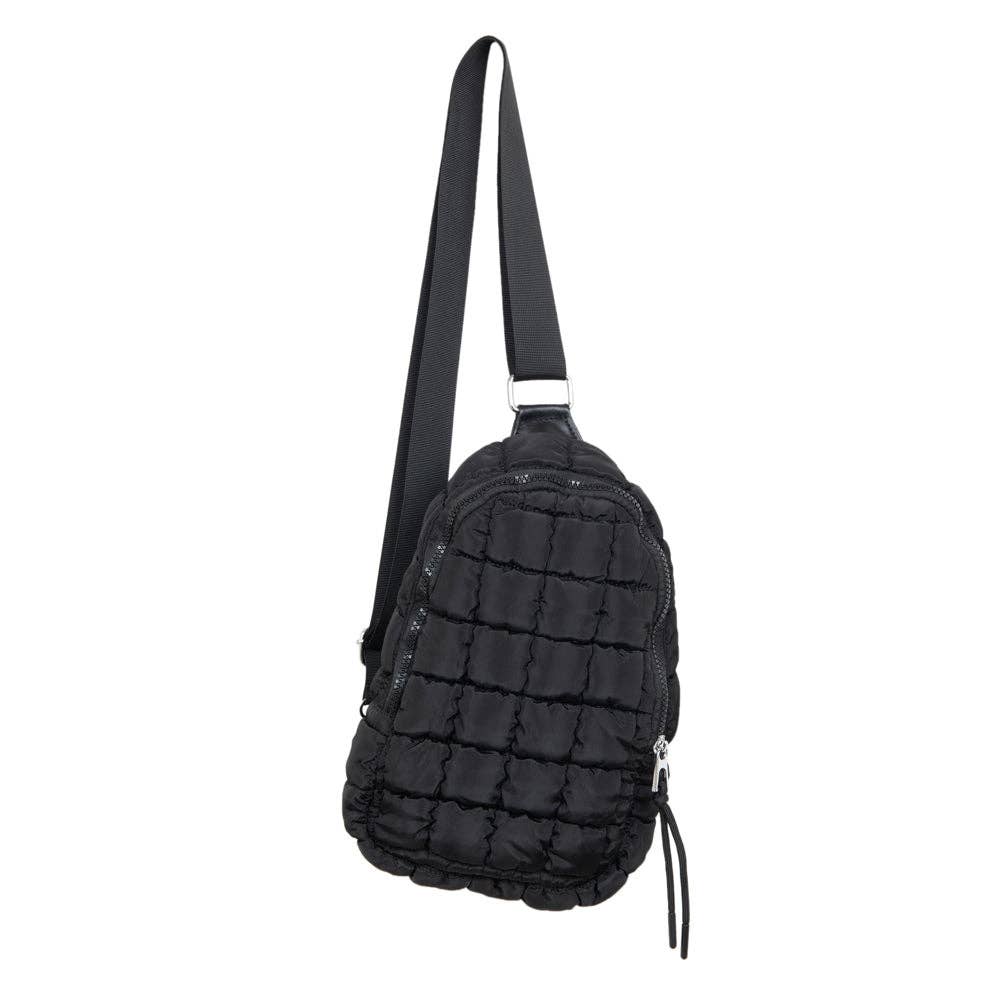 Quilted Sling Crossbody Bag - Black