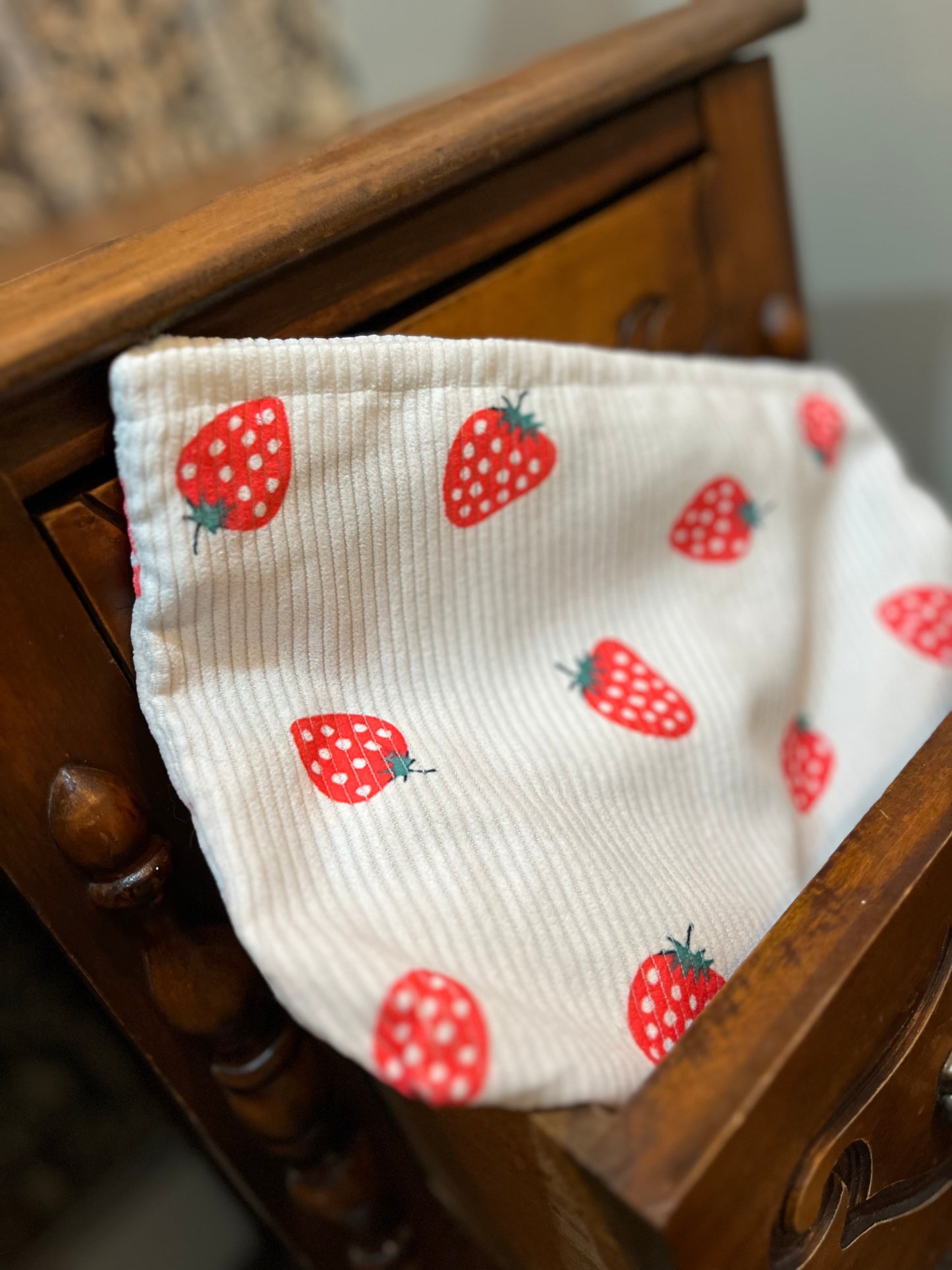 Corduroy Zip Bag - Strawberry Pattern