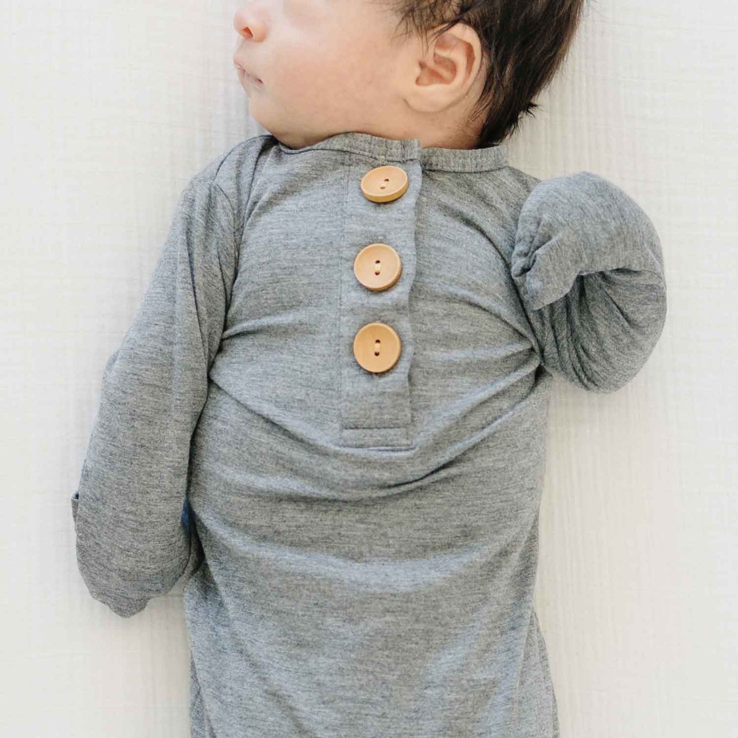 Knotted baby gown - Heather grey