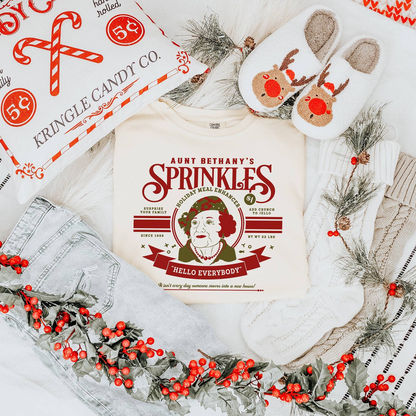 Aunt Bethany's Christmas Sprinkles Tee: Ivory