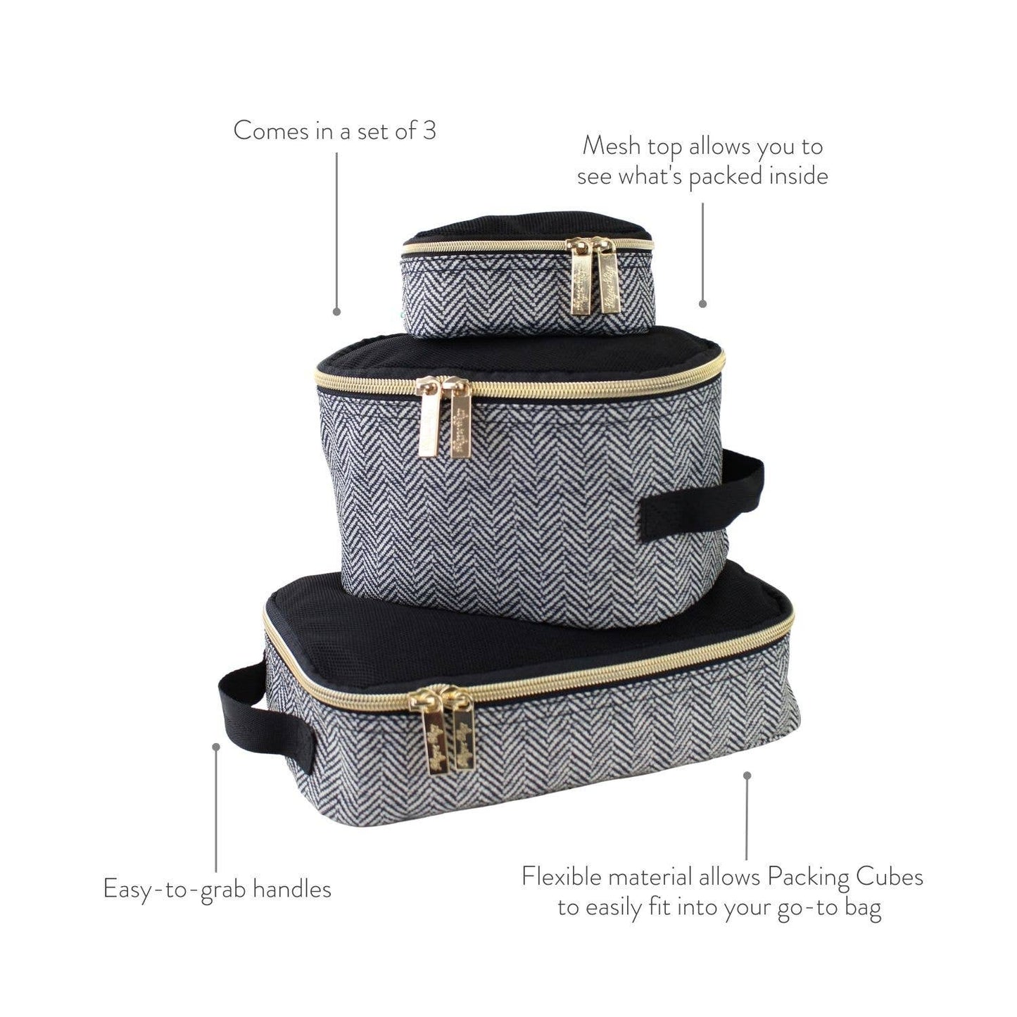Pack Like a Boss Packing Cubes - Black & Gold