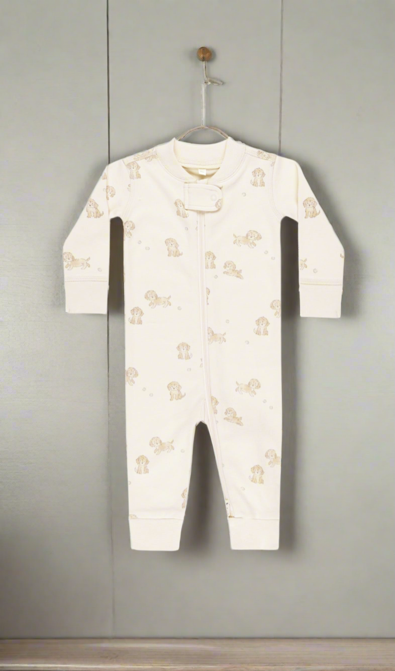 Zip Long Sleeve Sleeper - Puppies