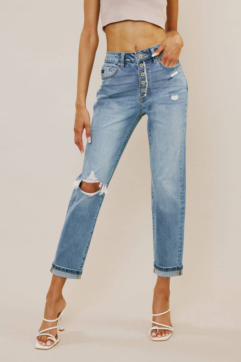 High Rise Mom Jeans - Slight Cuff