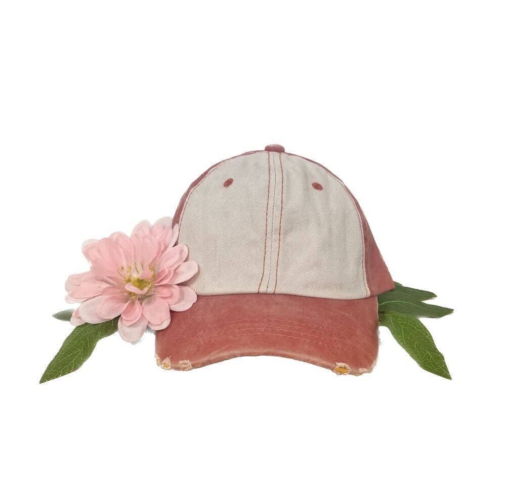 Baseball Hat Youth - Distressed Orange/Cream