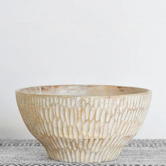 Pattern Indented Wooden Bowl