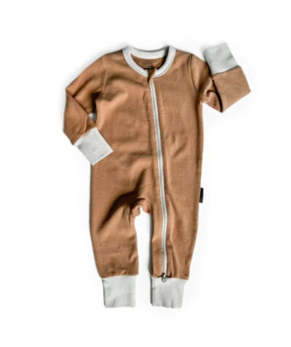 2-WAY ZIP ROMPER - NUTMEG