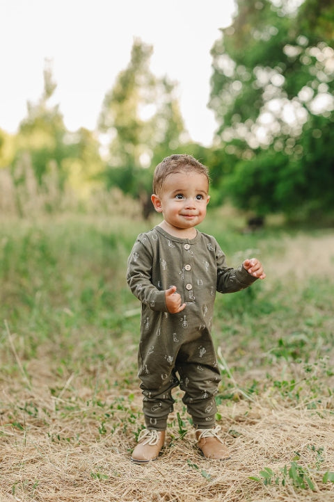 Long Sleeve Button Romper - Nashville
