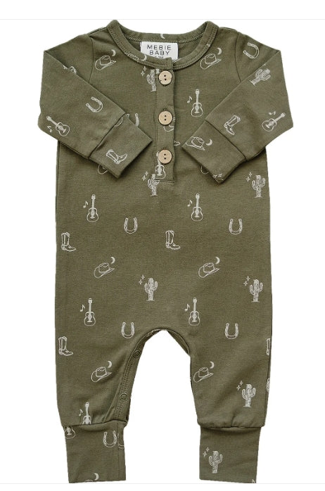 Long Sleeve Button Romper - Nashville