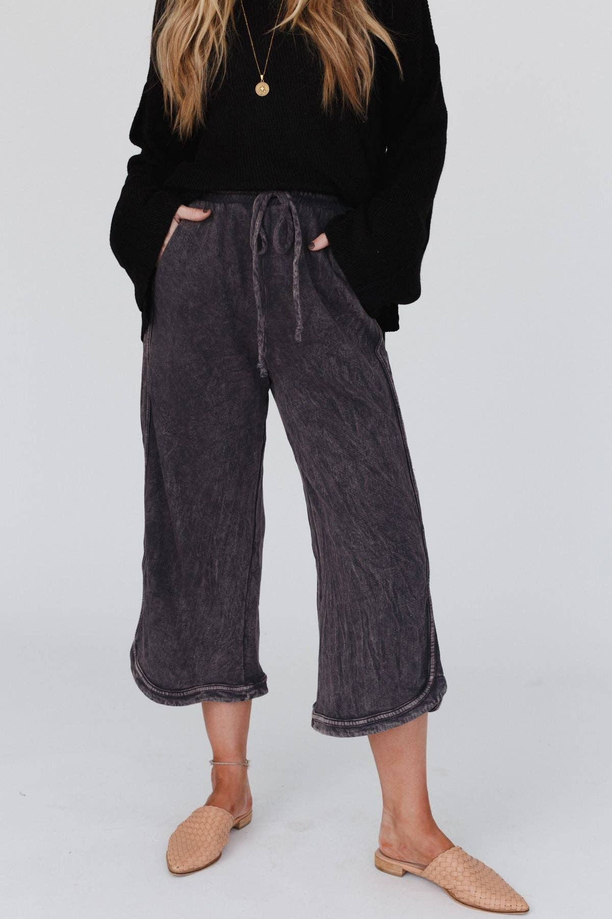 Wide Leg Pant PETITE Length - Charcoal
