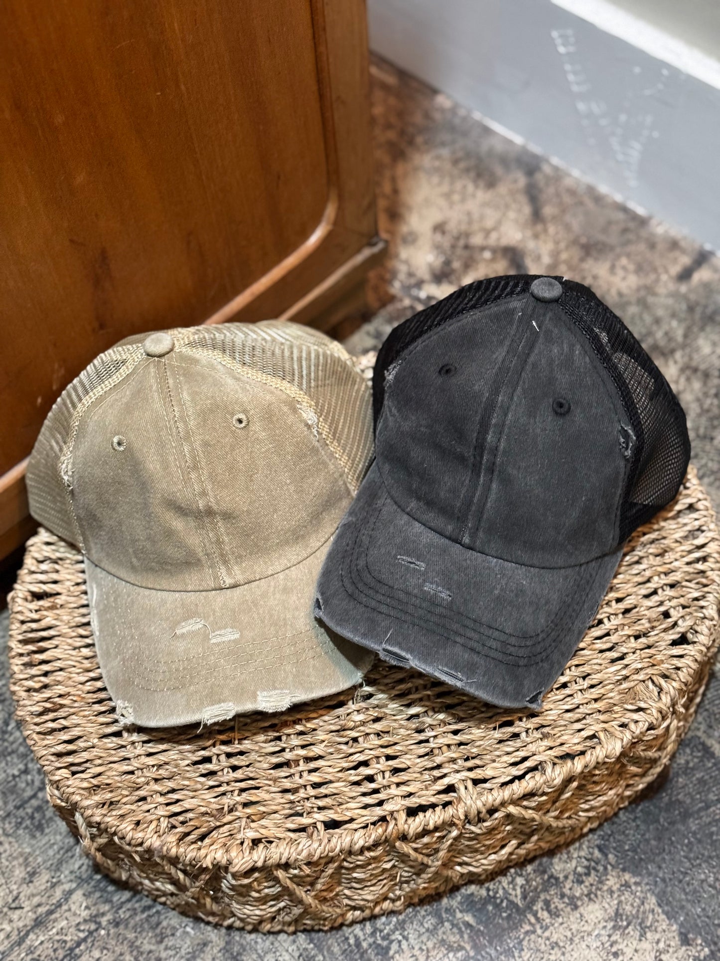 Baseball Hat - Distressed Black