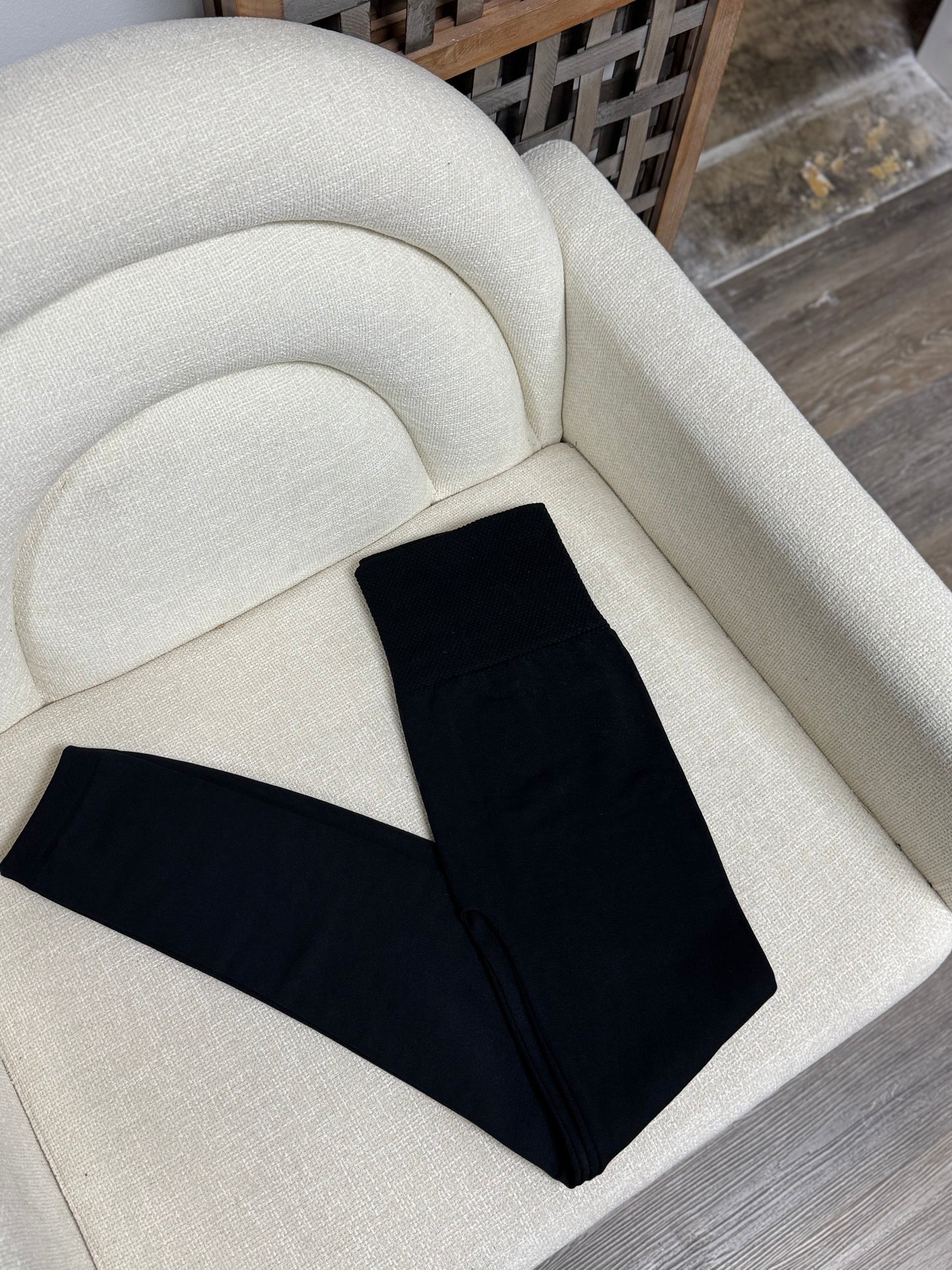 Plus Fleece High Waisted Leggings - Black