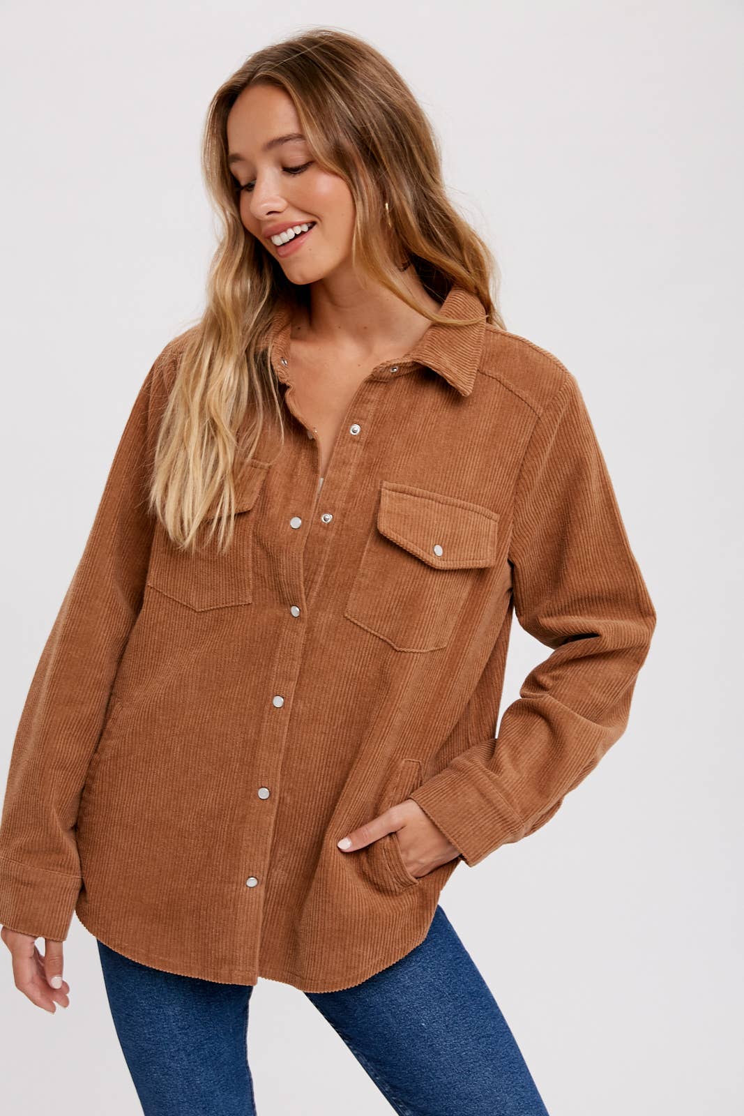 Corduroy Shacket - Camel