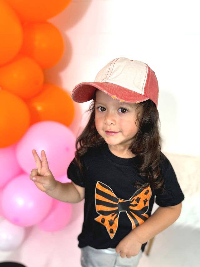 Baseball Hat Youth - Distressed Orange/Cream