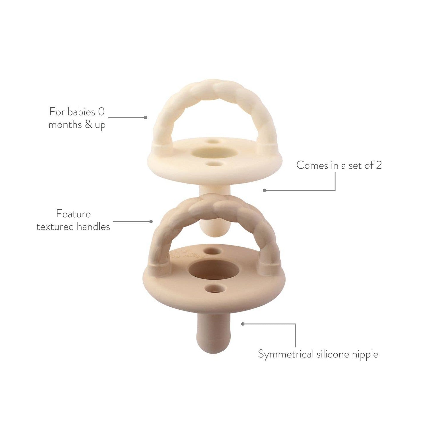 Pacifier Set of 3 - Coffee & Cream