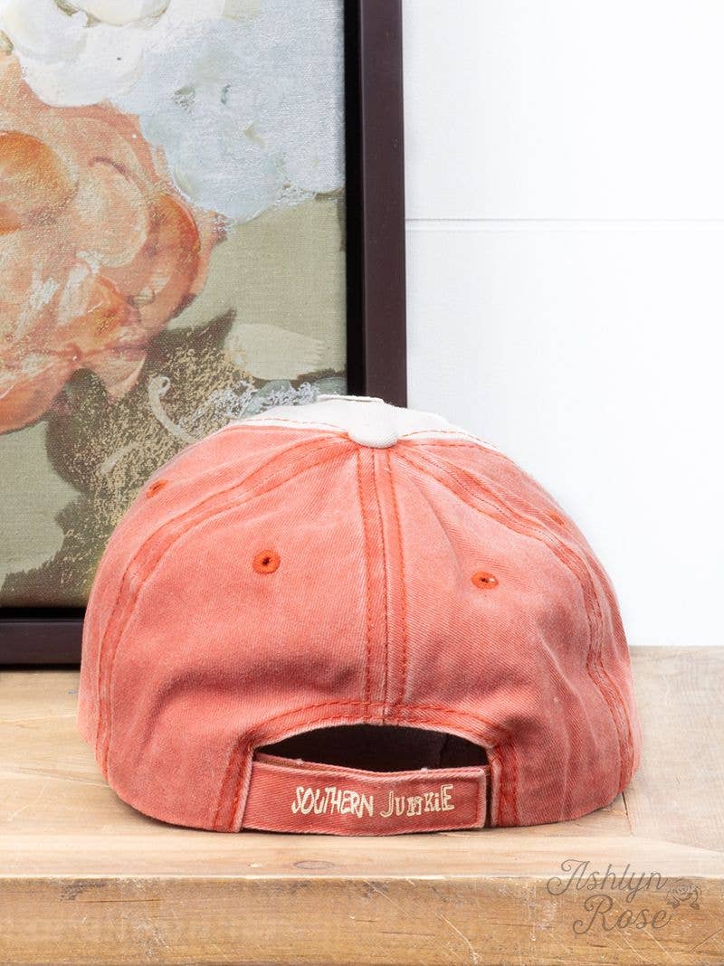 Baseball Hat Youth - Distressed Orange/Cream