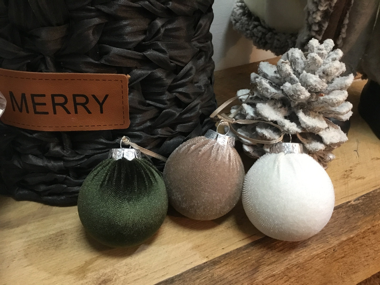 Velvet Ball Ornament - Taupe