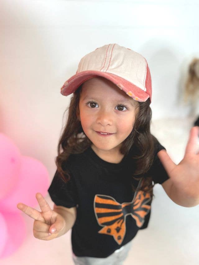Baseball Hat Youth - Distressed Orange/Cream