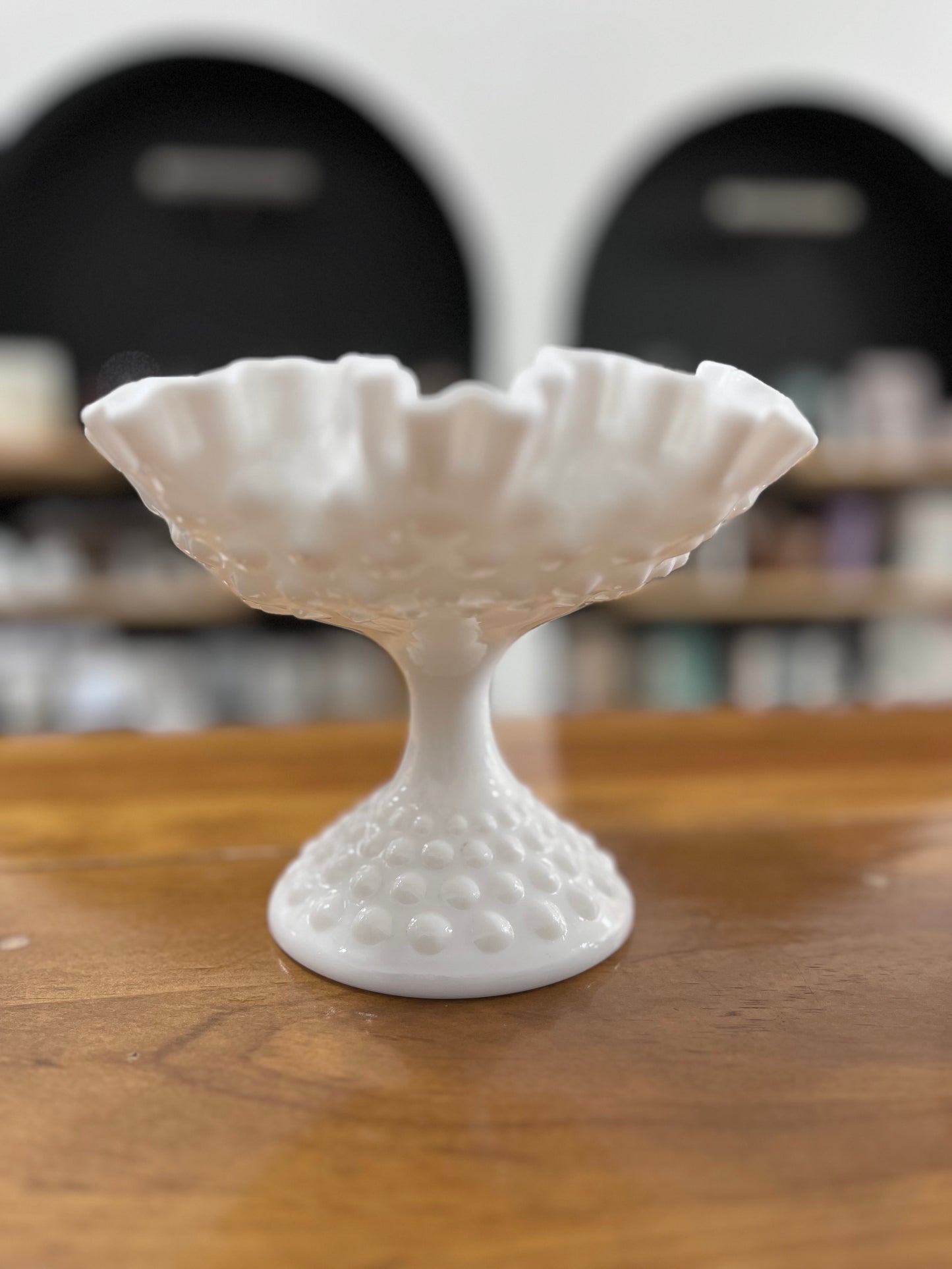 Milk Glass Scalloped Pedestal Candle - BYO