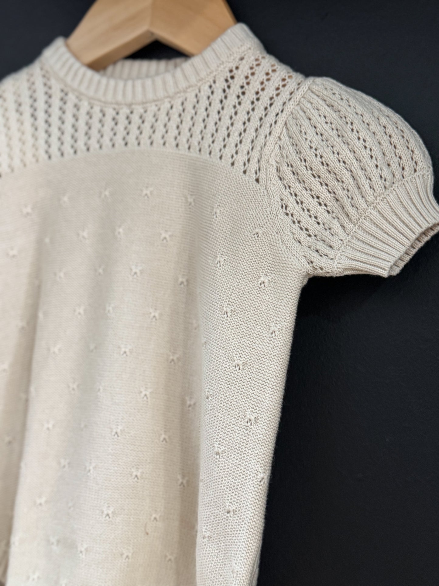 Pointelle Knit Romper - Natural