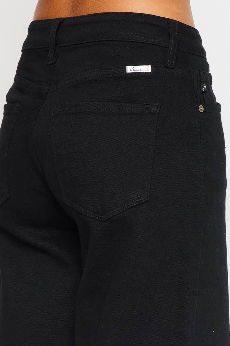 High Rise Crop Wide Leg Jeans - Black