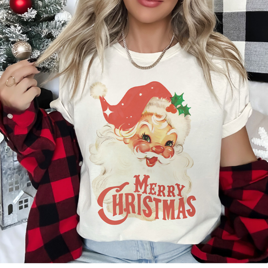 Tee Shirt - Vintage Santa Merry Christmas