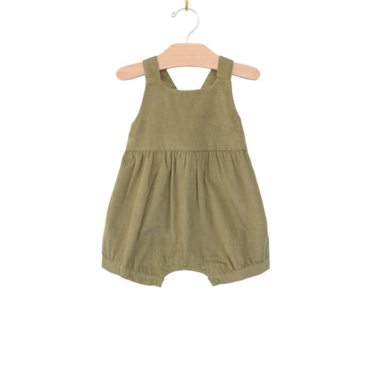 Corduroy Shortie Gathered Romper - Olive