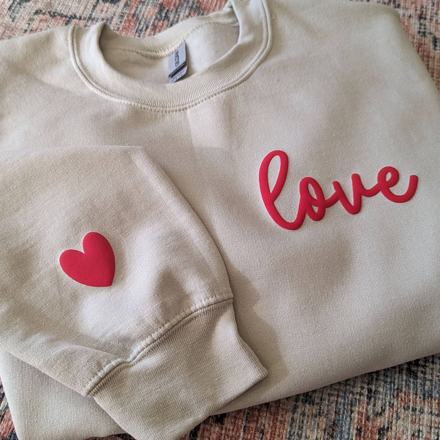Puff Print Love Sweatshirt - Sand