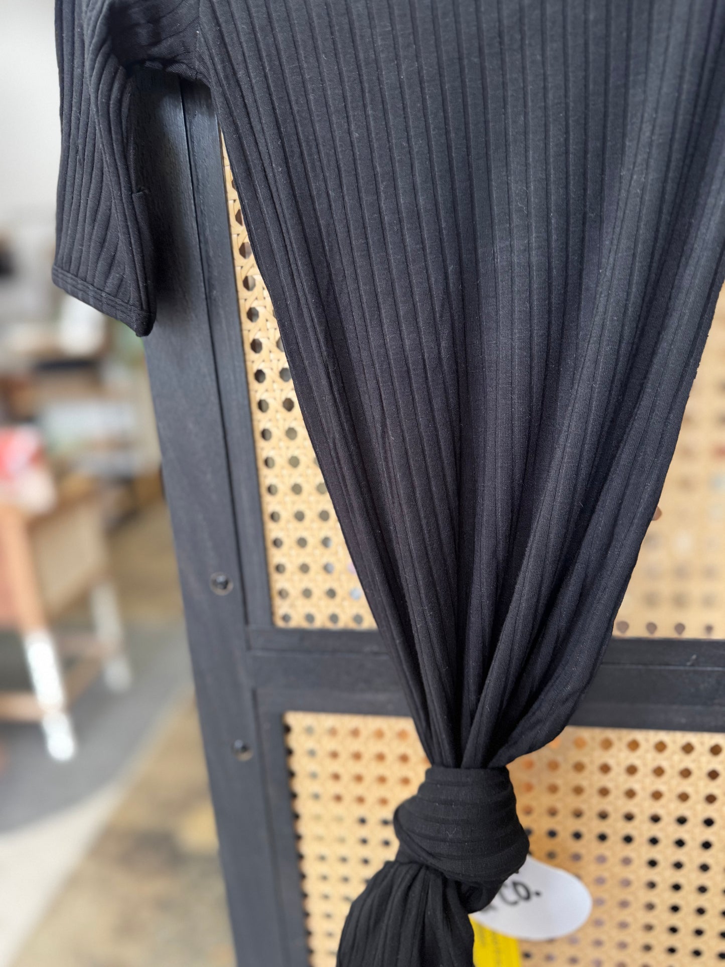 Ribbed Knotted Gown - Midnight Black