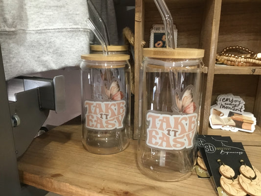 Take It Easy - Glass Tumbler Cup
