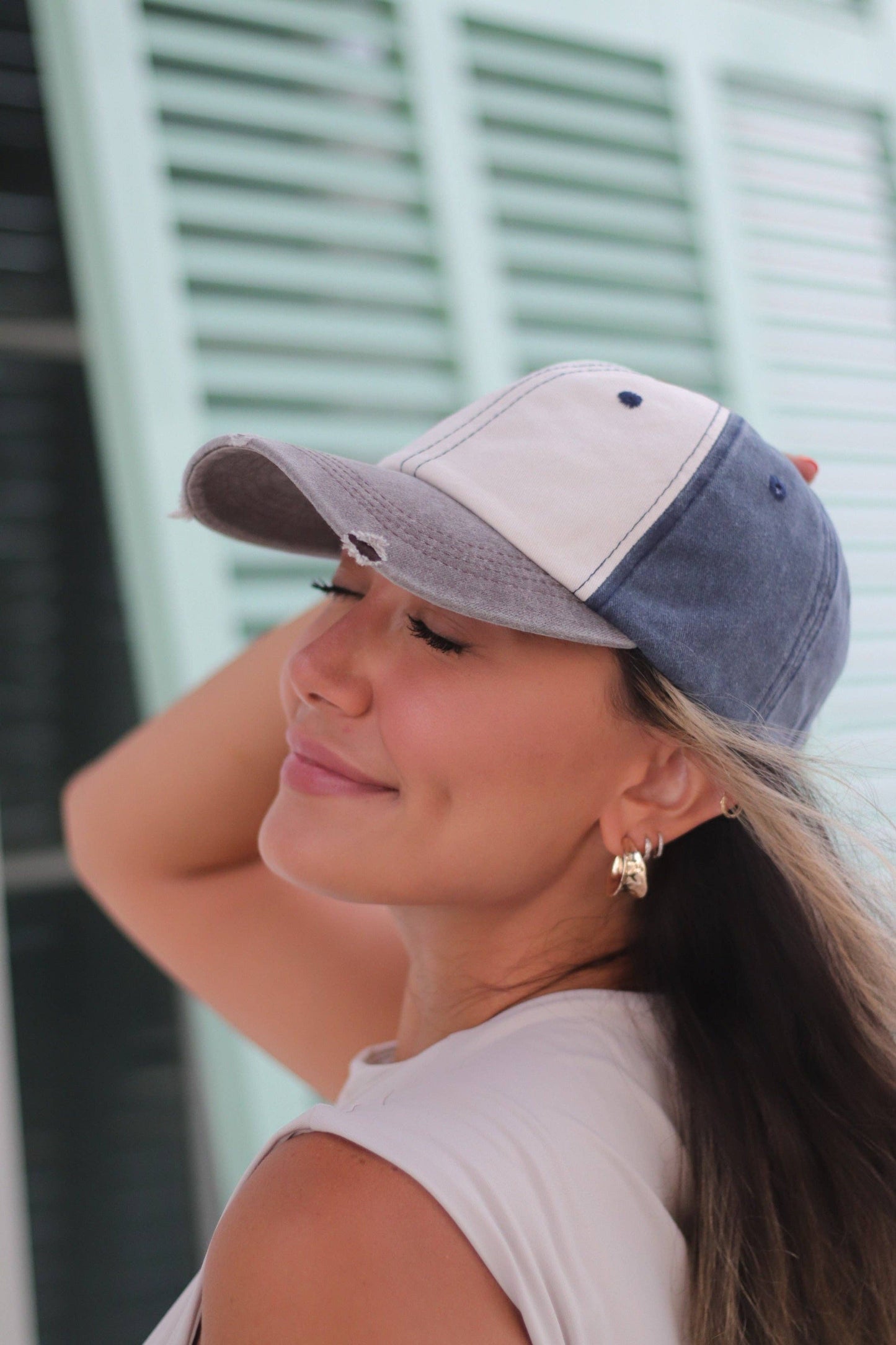 Baseball Hat - Distressed Tan/Brown/Navy