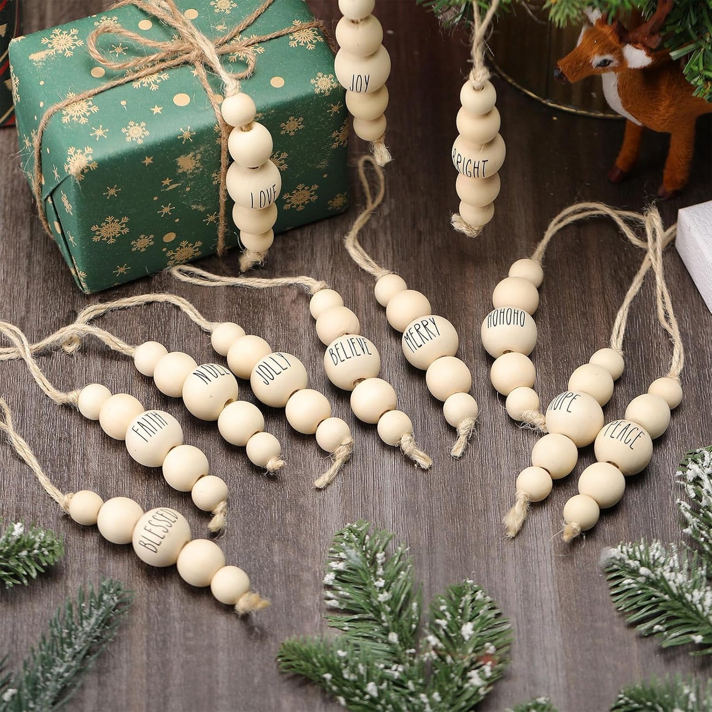 Farmhouse Bead Wording Ornaments