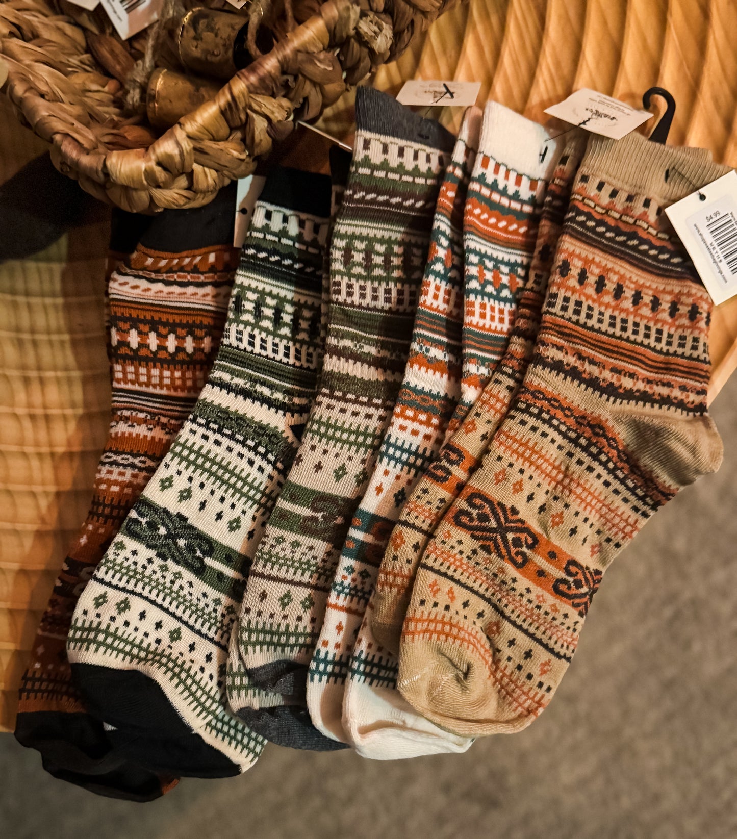 Warm Earth Tones Geometric Socks