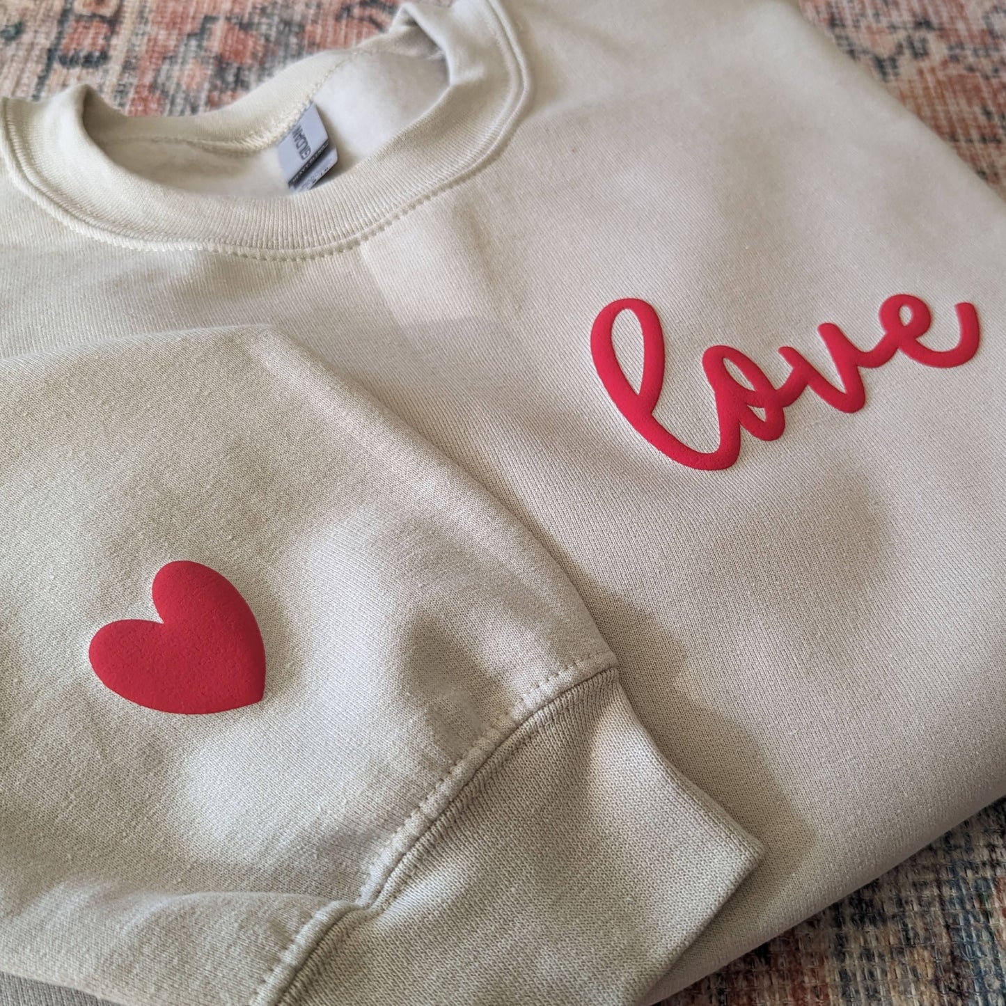 Puff Print Love Sweatshirt - Sand