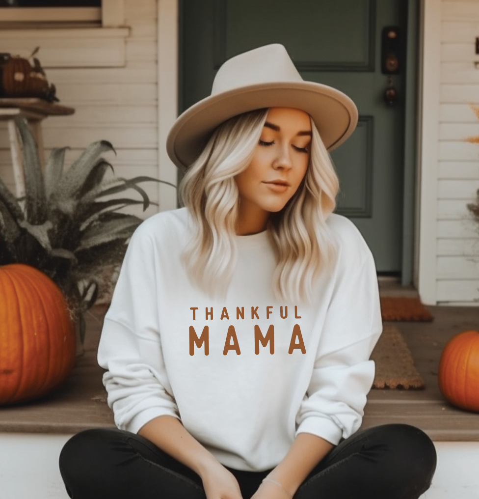 Thankful Mama Pullover: Ash Gray