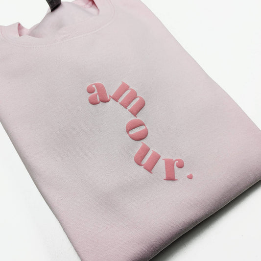 Puff Print Amour Sweatshirt - Light Pink