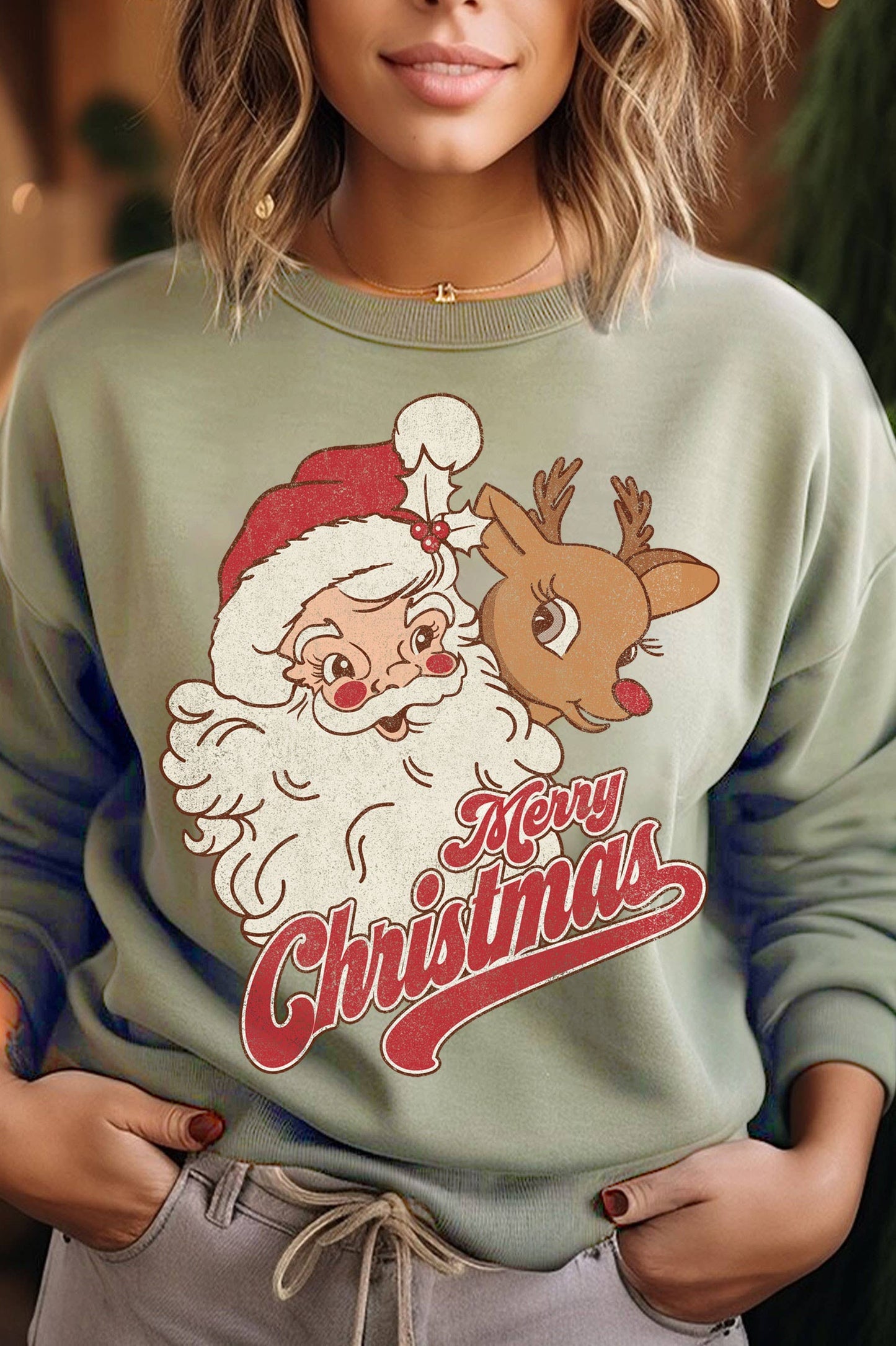 Sweatshirt - Santa & Rudolph Merry Christmas