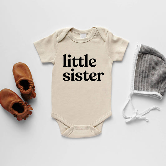 Little Sister Onesie - Cream with Mauve Ink
