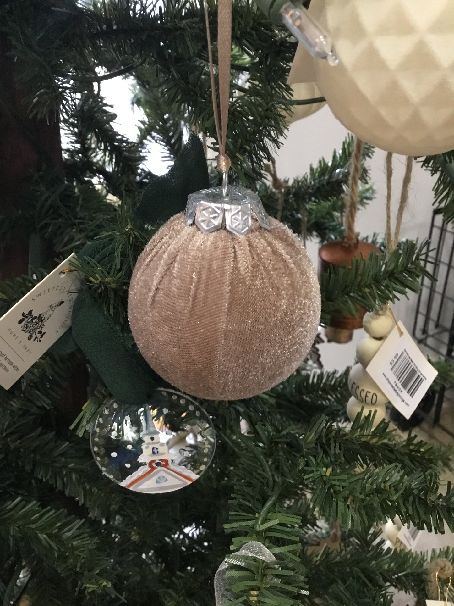 Velvet Ball Ornament - Taupe