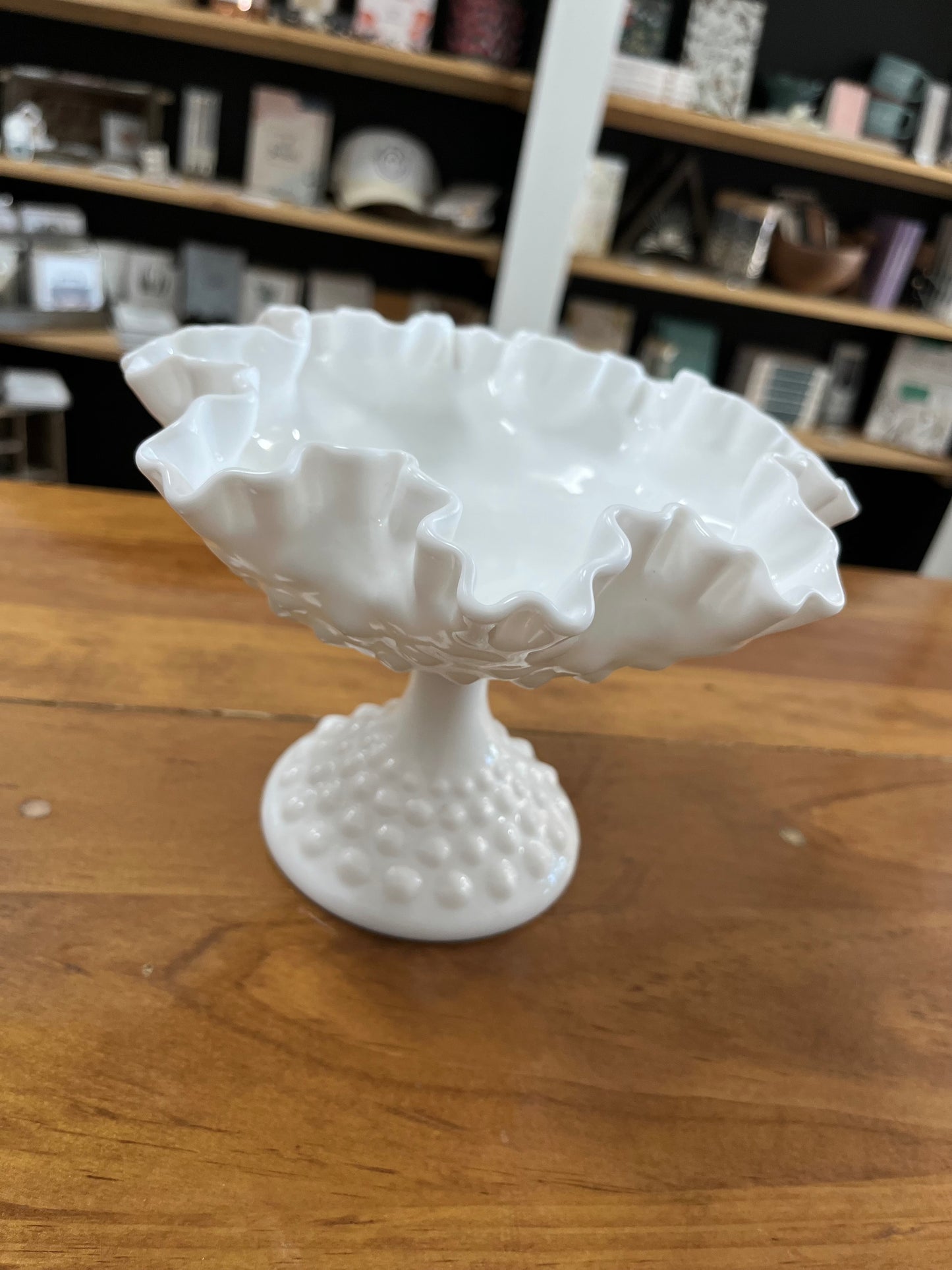 Milk Glass Scalloped Pedestal Candle - BYO