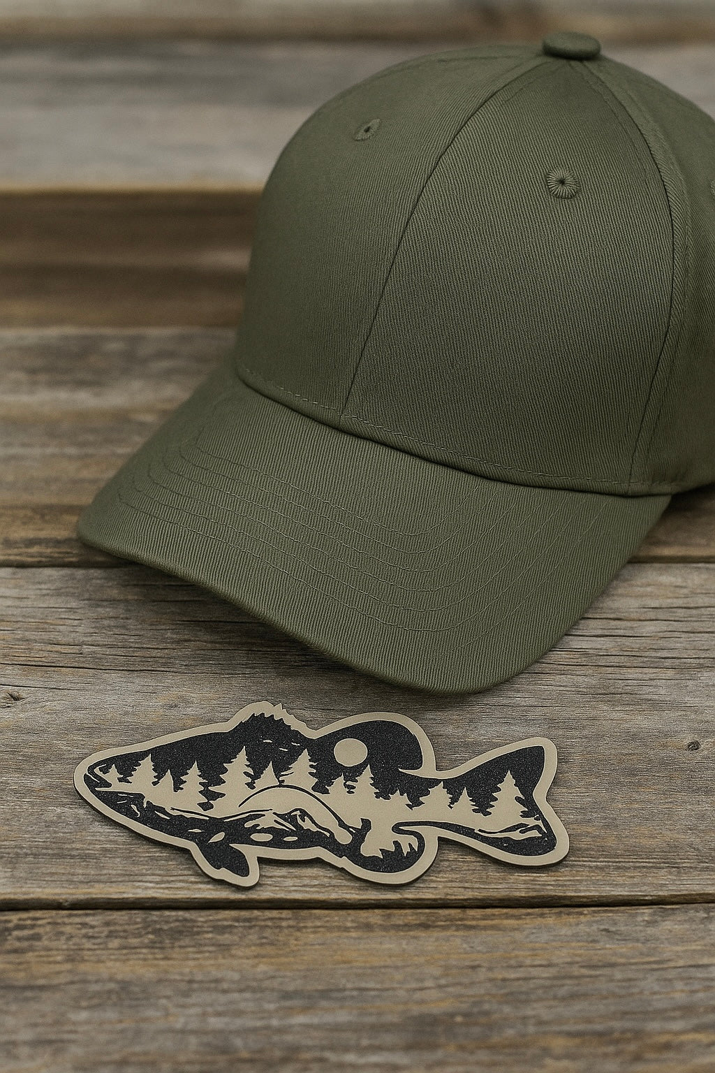 Fish Shaped Patch - Woodsy