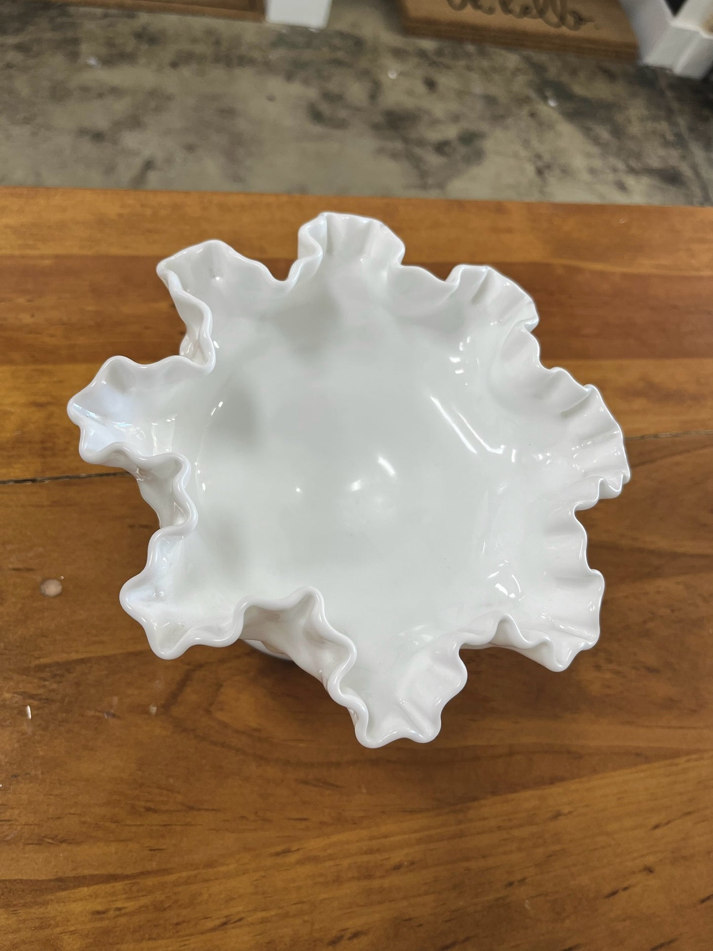 Milk Glass Scalloped Pedestal Candle