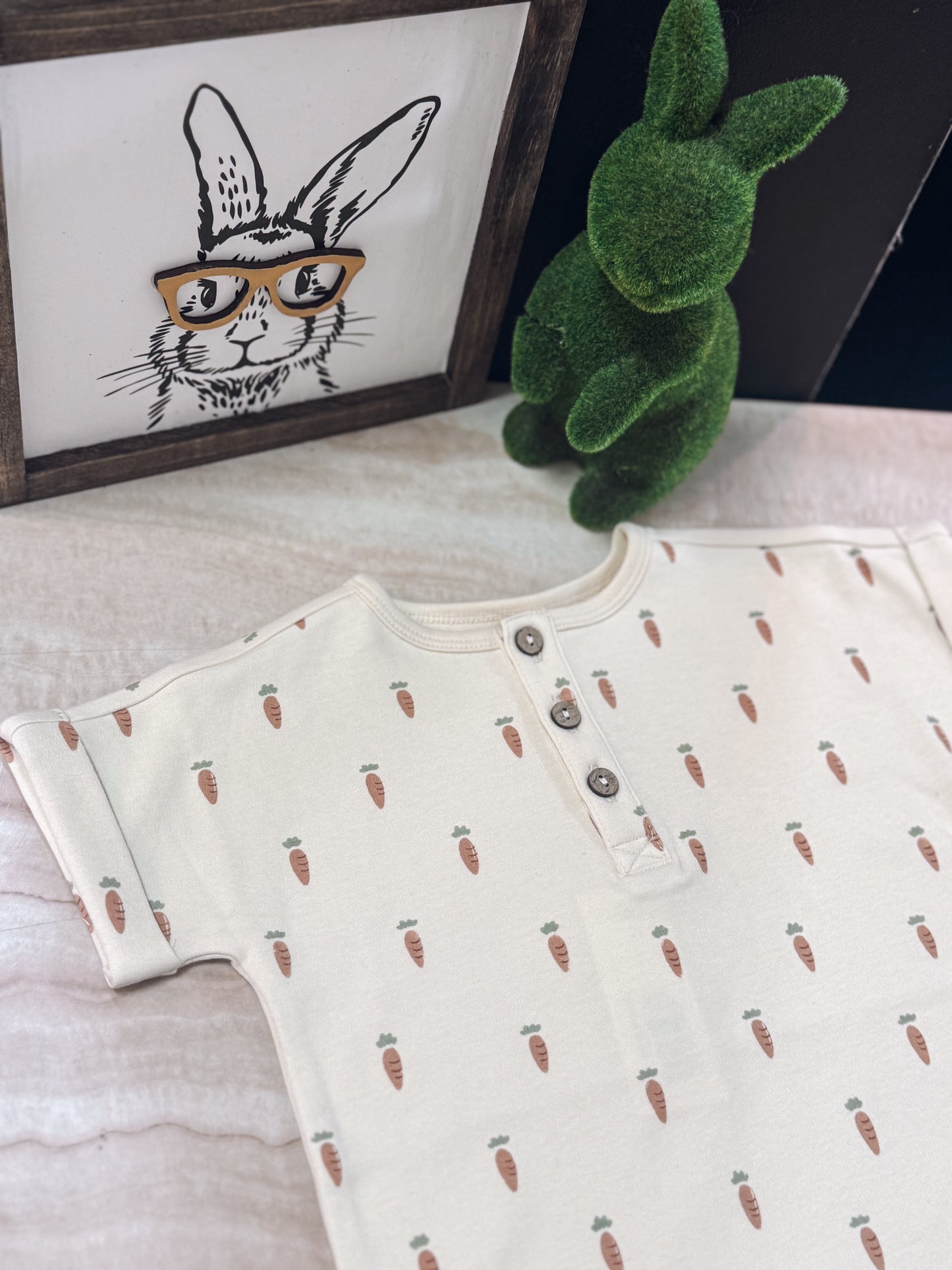 Short Sleeve Romper - Carrots