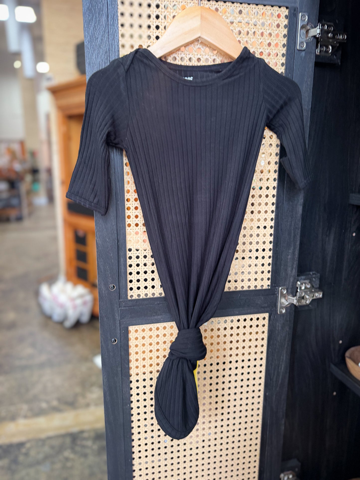 Ribbed Knotted Gown - Midnight Black