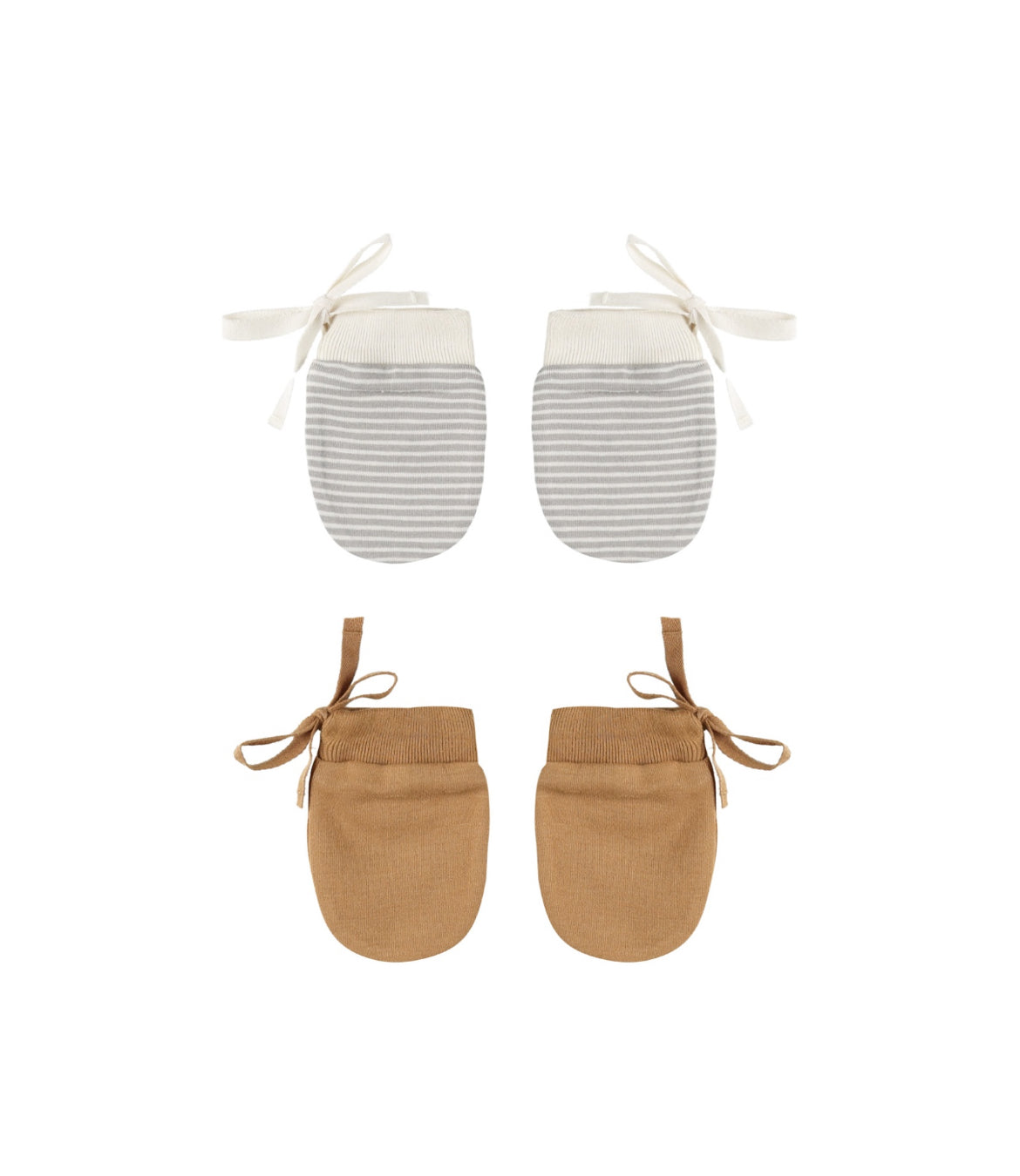 No Scratch Mittens Set - Blue Stripe/Golden