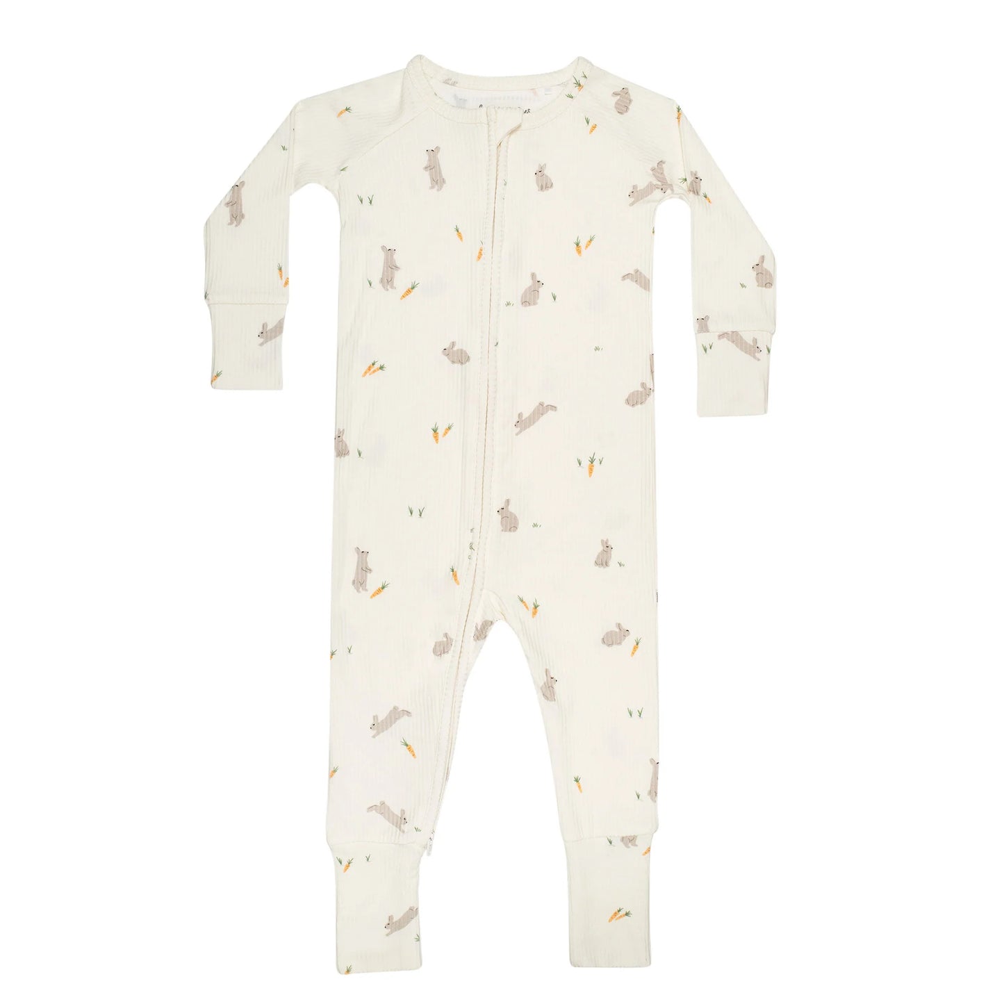 Ribbed Zip Romper - Bunnies