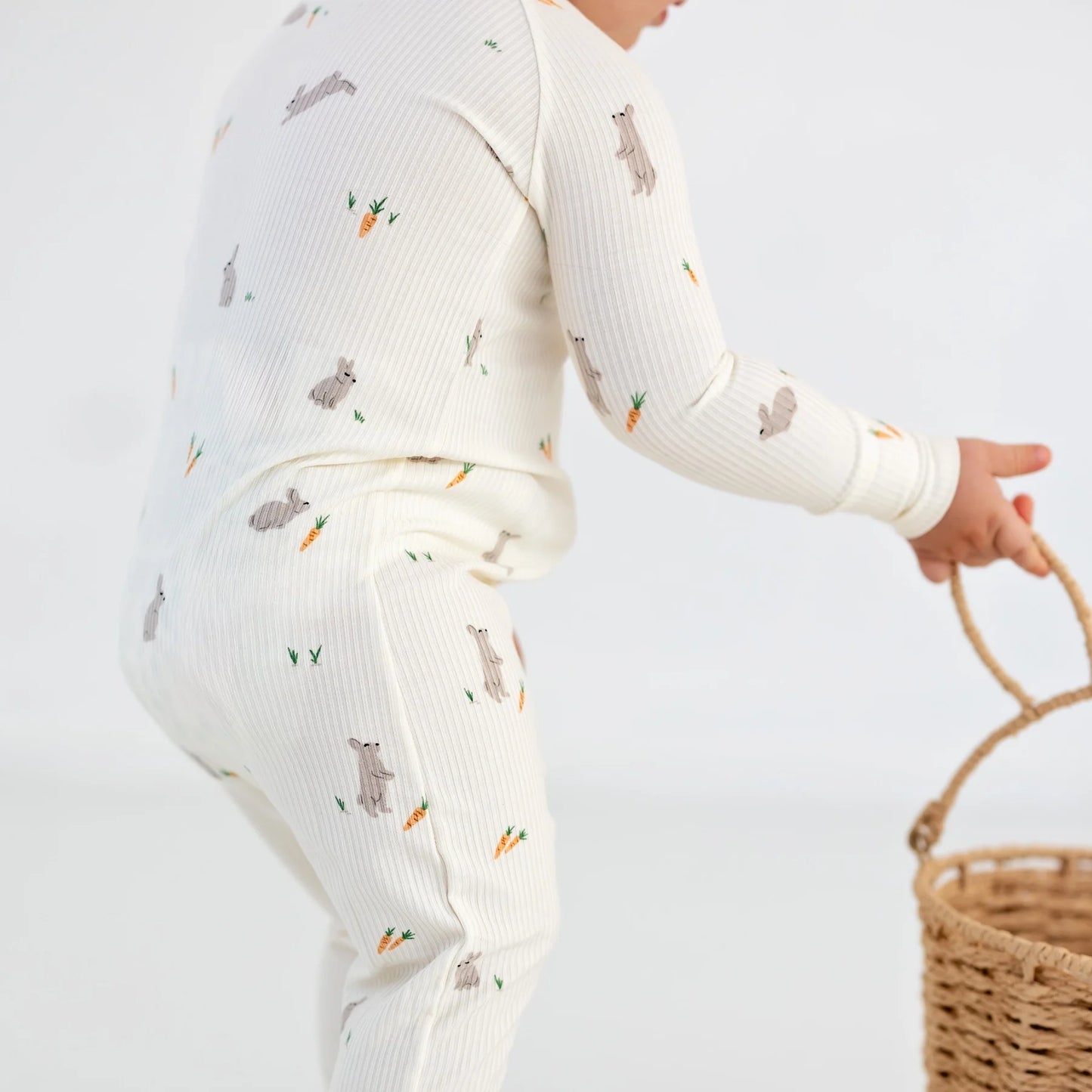 Ribbed Zip Romper - Bunnies