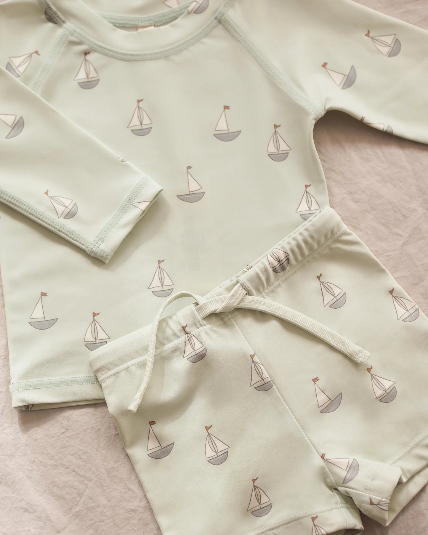 Finn Rashguard & Short Set - Sailboats