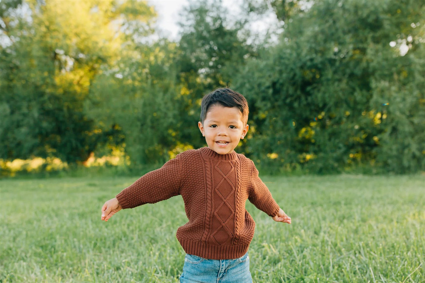 Cable Knit Cardigan - Dark Rust