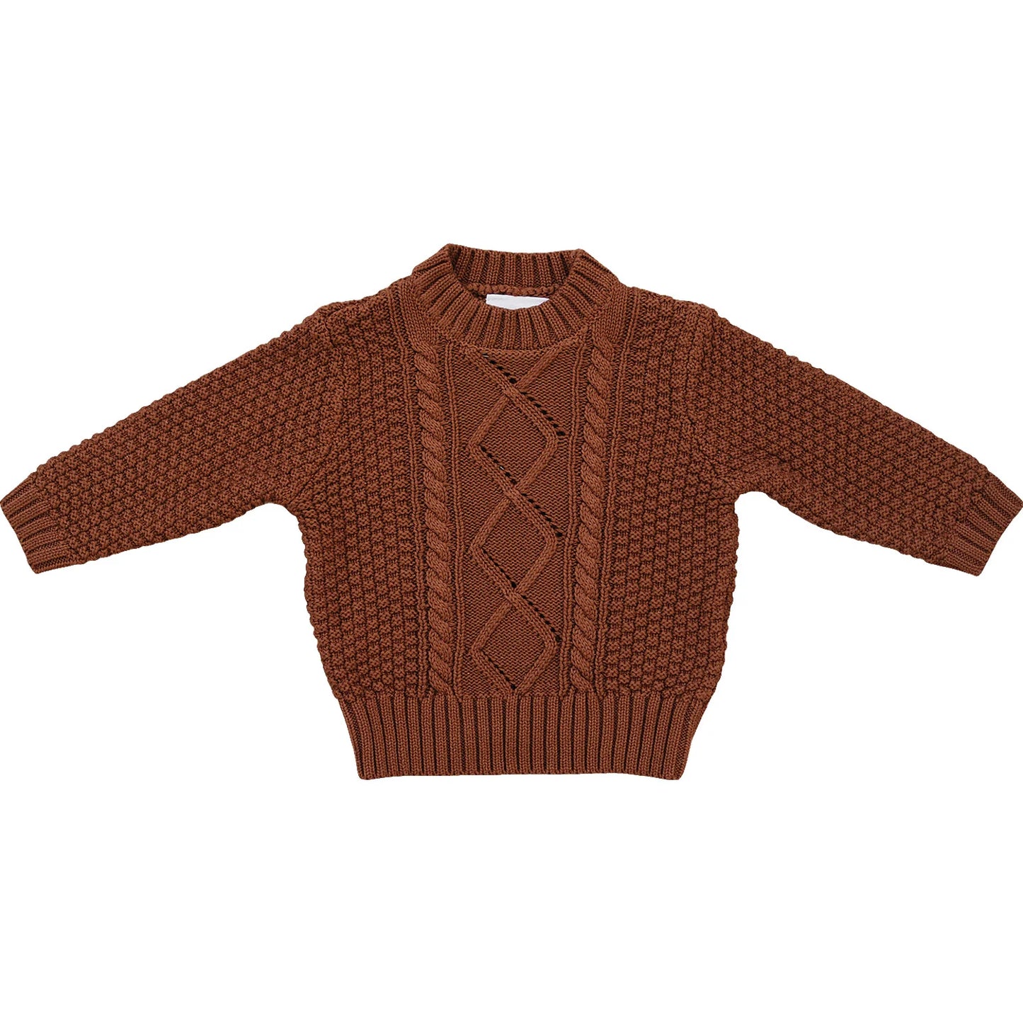 Cable Knit Cardigan - Dark Rust